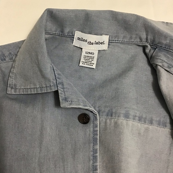 Miles the Label Baby Boy 2-piece Outfit Chambray Shirt and Shorts Size 12 Month - Picture 8 of 15